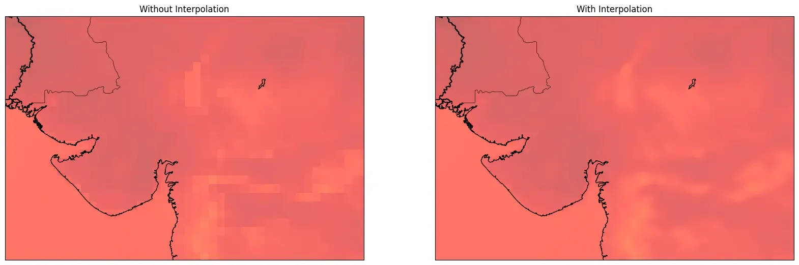 Comparison of Temperature Tiles With and Without Interpolation