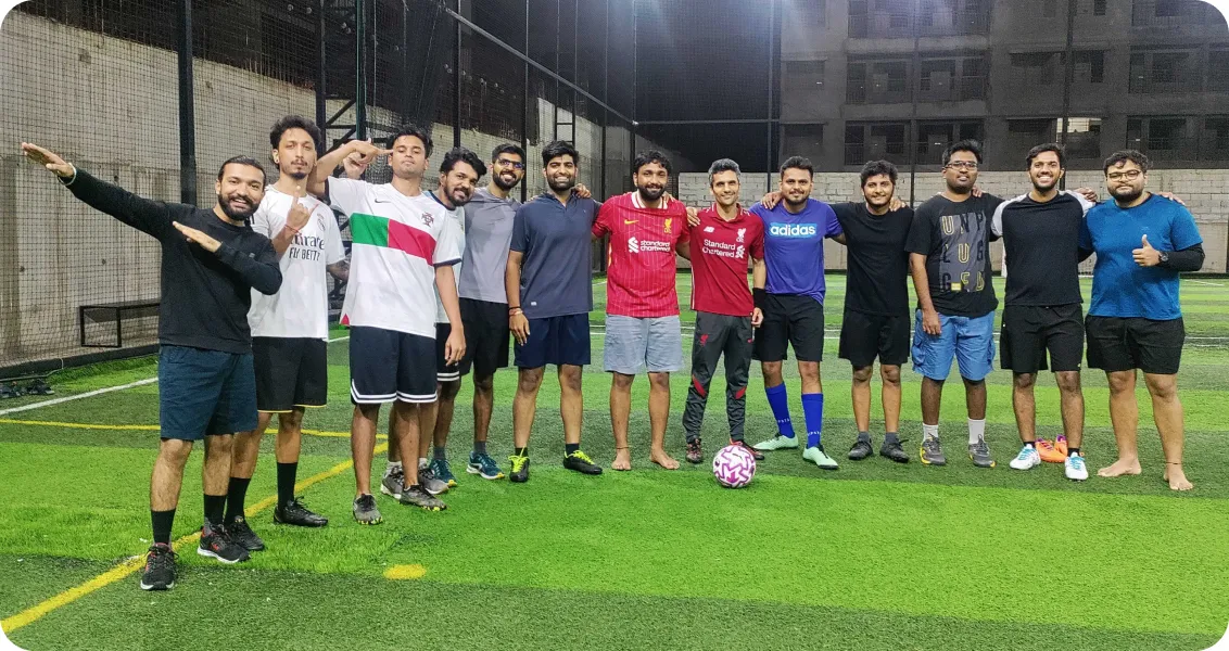 Football match on a turf